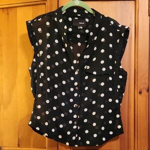 Hurley Black and White Polka Dot Blouse